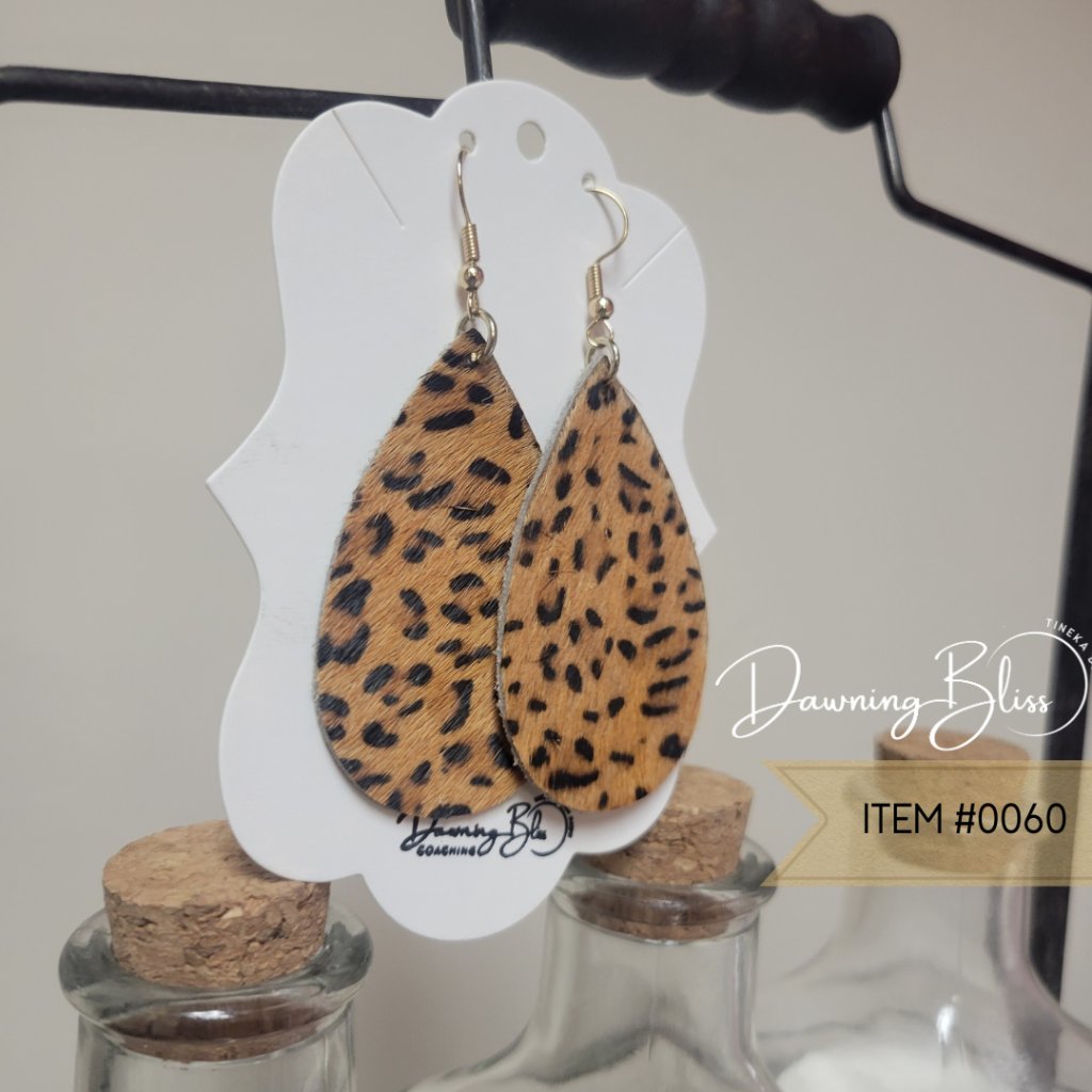 Cheetah Print Earrings- Drop Style Faux Leather